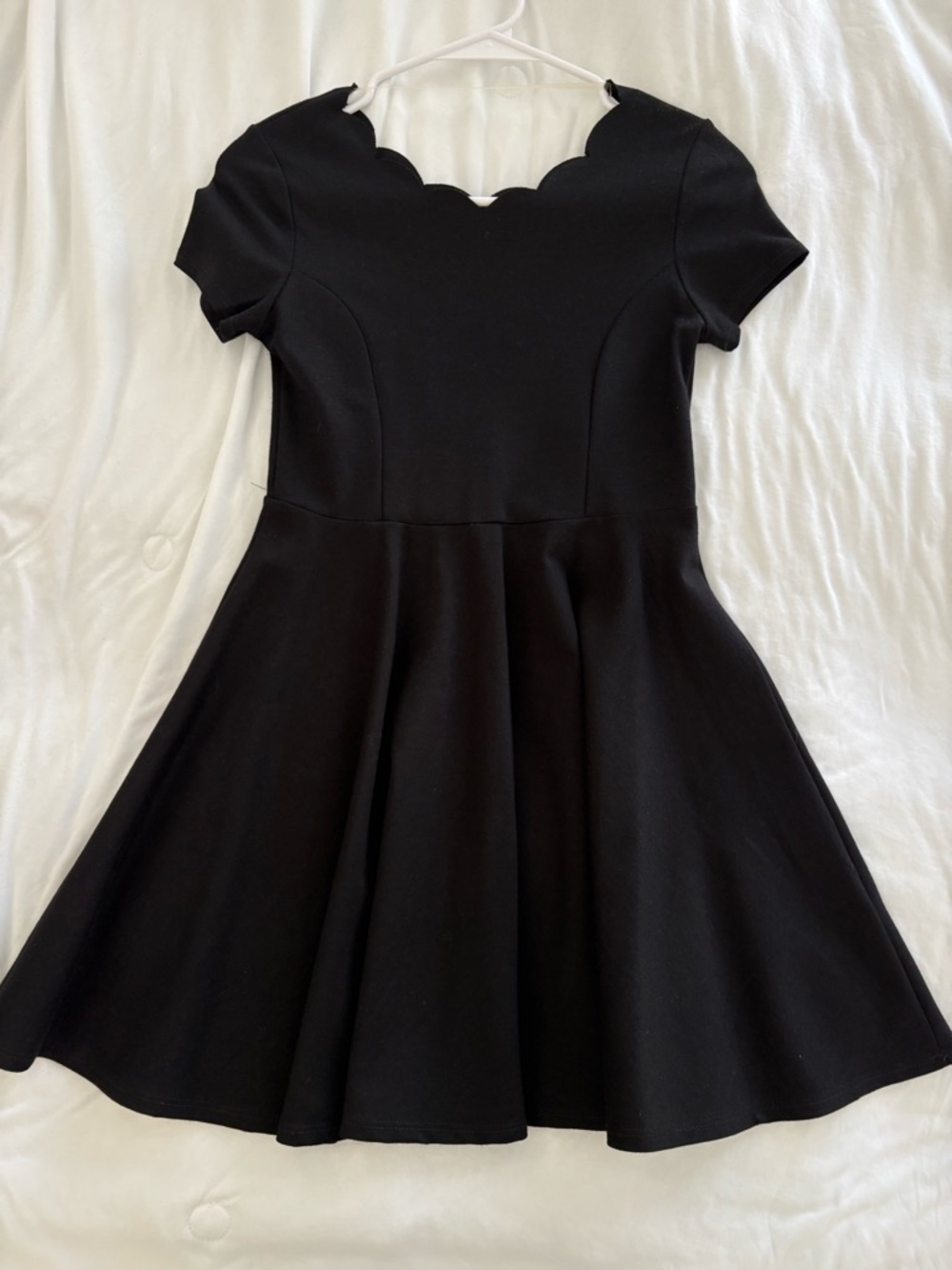 Soprano Black Scallop Neck Fit-and-Flare Dress